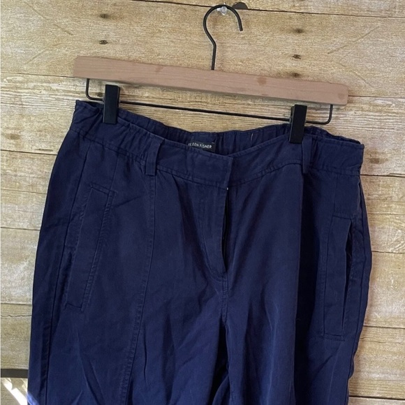 EILEEN FISHER $148 Navy Tencel Slim Zip Front Casual Pants Size S Small - Picture 2 of 5
